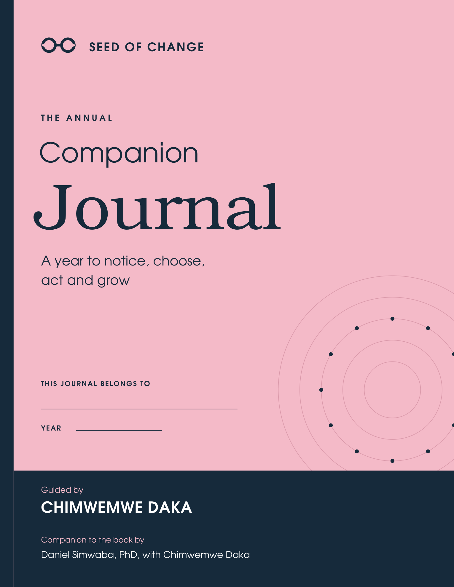 Blossom-pink Annual Companion Journal cover, guided by Chimwemwe Daka