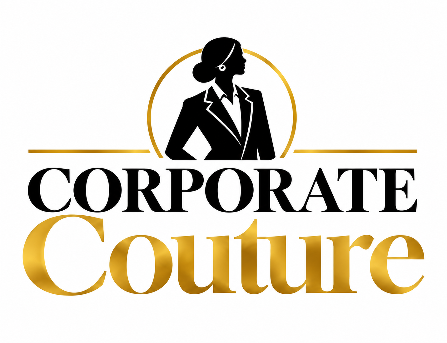 Corporate Couture brand mark in black and gold