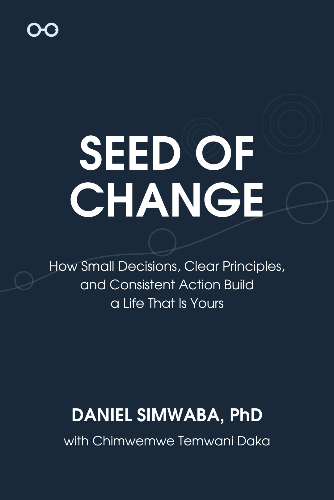 Seed of Change main book cover: navy design, by Daniel Simwaba with Chimwemwe Temwani Daka